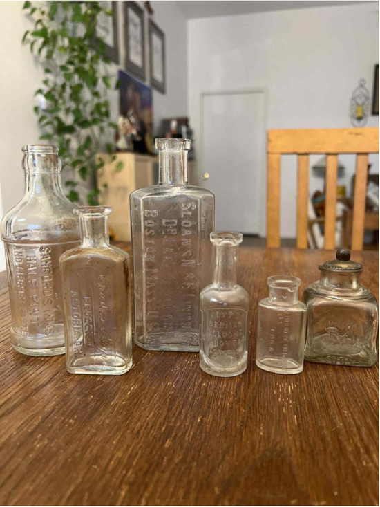 Unbranded Other - Antique Embossed Glass Bottle Lot Druggist Pharmacy Sloan’s Liniment Hoyt’s